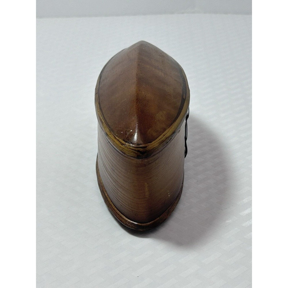 Thai‎ AKHA Hill Tribe Bamboo Mulberry Wood Oval Tobacco Box 2.5” - Picture 11 of 13